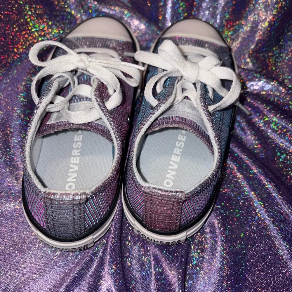 Girls Purple Glitter Converse